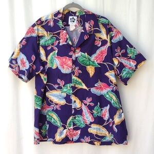 Vintage Hilo Hattie's Purple Hawaiian Button Down Shirt 3XL